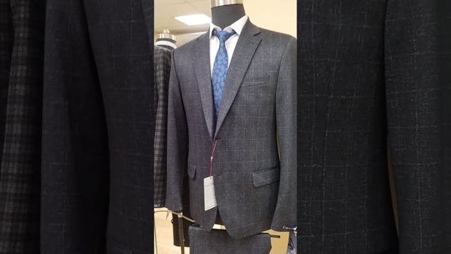Мужской классический трикотажный коричневый костюм в клетку Slim Fit КД 116 оптом от производителя смотреть онлайн