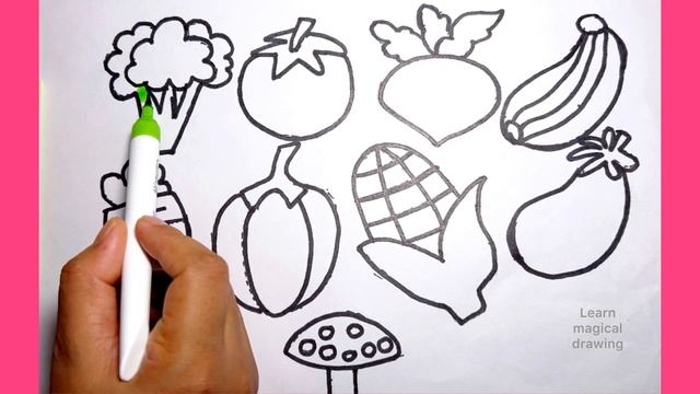 Learn FRUITS/ vegetable Painting and Colouring for Kids & Toddlers #apple #abc #drawing смотреть онлайн