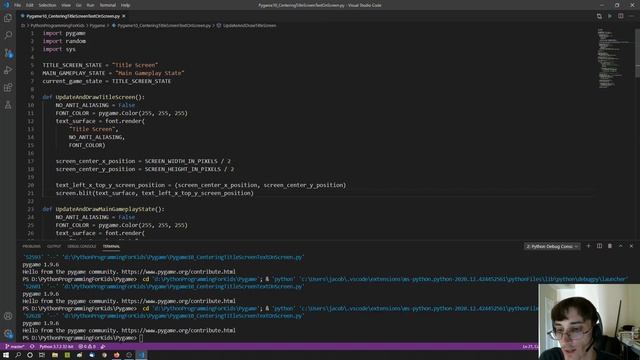 15. Pygame - Centering Title Screen Text смотреть онлайн