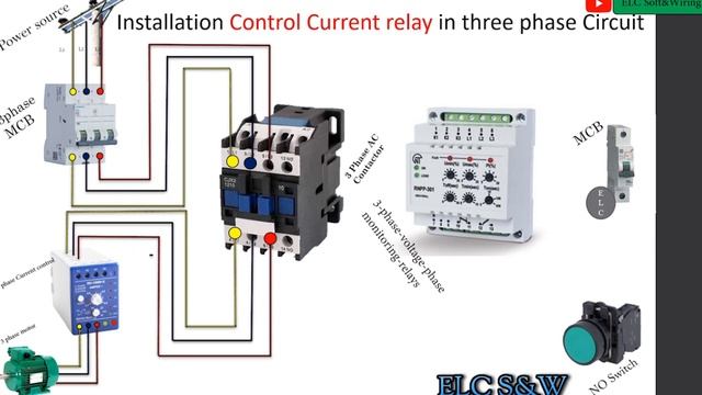 How to Installation Control Current relay in three phase Circuit ? ,wiring diagram смотреть онлайн