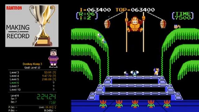 Donkey Kong 3 NES Beat Level 10 Speedrun (4:41.27) смотреть онлайн
