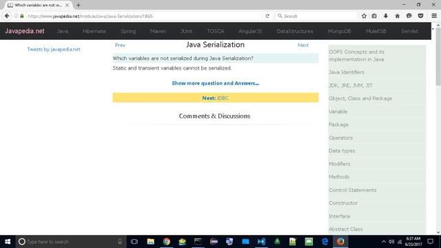 Which variables are not serialized during Java Serialization?
| javapedia.net смотреть онлайн