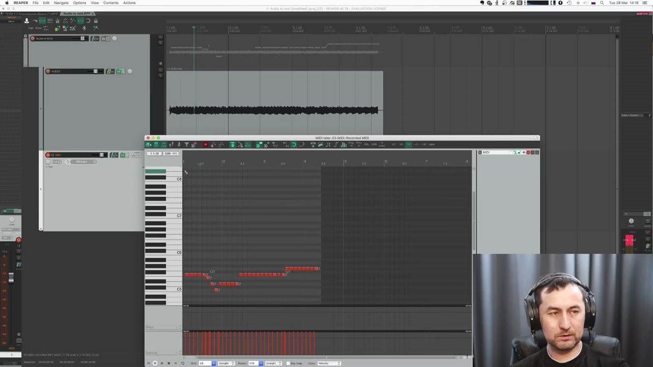 Конвертер Audio в Midi в Reaper (проект внутри) смотреть онлайн
