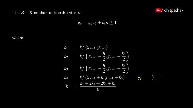 Runge-Kutta Methods-RK method of Order four смотреть онлайн