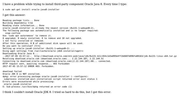 Ubuntu: 403: Forbidden error when trying to install oracle-java8-installer смотреть онлайн