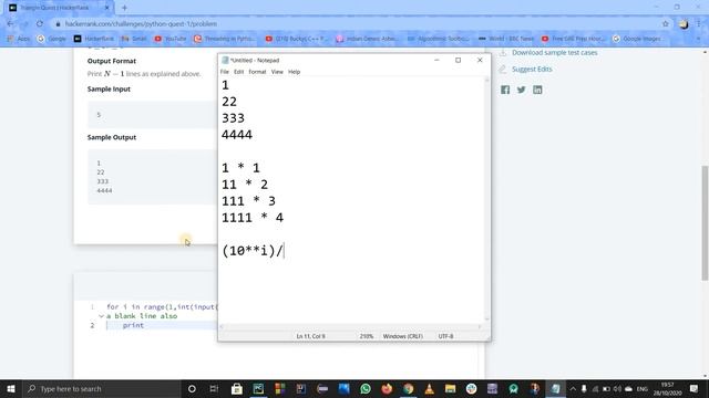 TRIANGLE QUEST | HACKERRANK SOLUTION | MATH | PYTHON смотреть онлайн