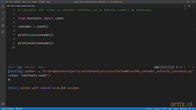 Python - Ejercicio 349: Crear un Contador Infinito con la Función count() del Módulo itertools смотреть онлайн
