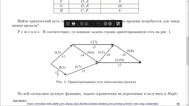 Сетевое планирование проектов в Maple смотреть онлайн