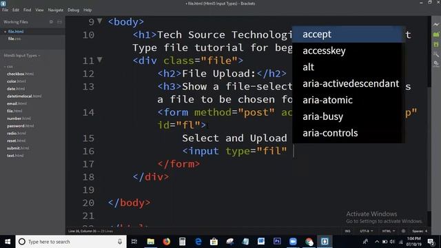 Html5 input type file Tutorial | Html5 Input types | Input type = "file" смотреть онлайн