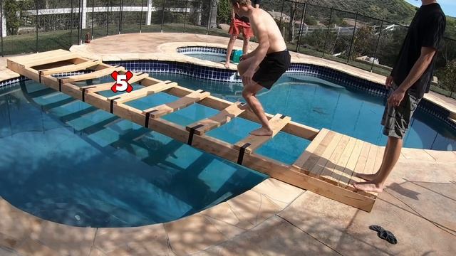 Trap Door Bridge over Pool Challenge!! *DONT STEP ON THE WRONG PLANK* смотреть онлайн