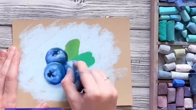 Draw blueberry in soft pastels ? Рисуем чернику сухой пастелью? смотреть онлайн