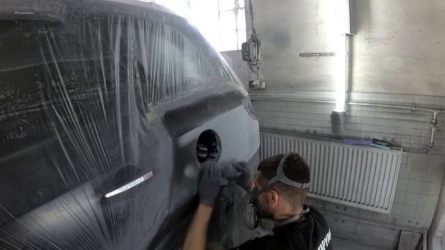 Как ПЕРЕТЕРЕТЬ ГРУНТ под покраску НА СУХУЮ! Грунт-наполнитель Spralac SP5299. SantaFe часть 3 смотреть онлайн