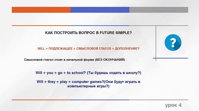 4 урок. FUTURE SIMPLE смотреть онлайн