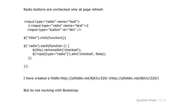 jQuery : Uncheck radio button on click using jquery смотреть онлайн