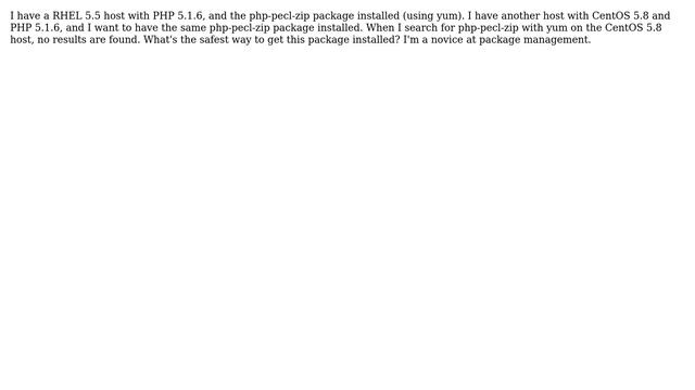 DevOps & SysAdmins: CentOS equivalent of RHEL php-pecl-zip package? (2 Solutions!!) смотреть онлайн