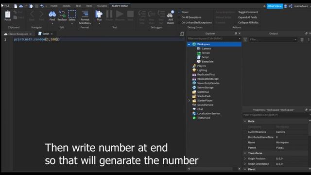 Roblox Script | Math.Random (Generate Number) смотреть онлайн