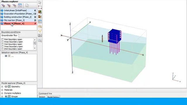 3D Dynamics. Расчёт забивки сваи рядом со зданием смотреть онлайн