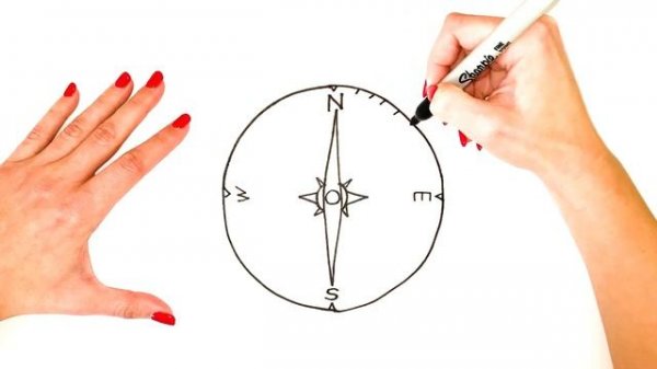How To Draw A Compass Step By Step - Compass Drawing EASY - Super Easy Drawing Tutorials