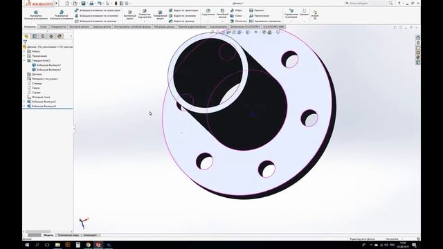 Проектирование трубы с фланцем в SolidWorks смотреть онлайн