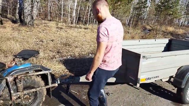 Урал с двигателем от мотоблока на квадрациклетных колëсах. Завершение постройки. смотреть онлайн