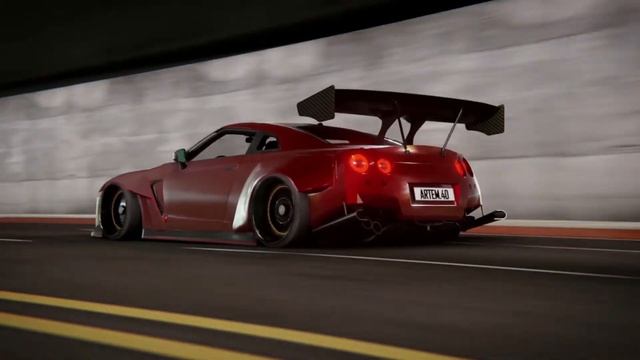 BLENDER Nissan GT-R animation смотреть онлайн