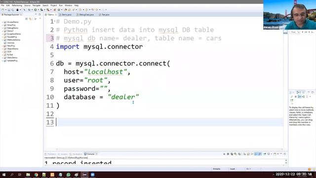Python insert into MYSQL Database using Eclipse смотреть онлайн