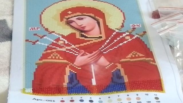 Вышивка бисером. Икона Семистрельная. смотреть онлайн
