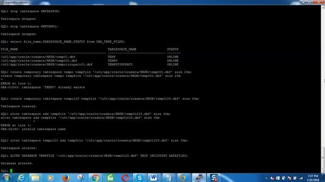 Oracle Tempoary Tablespace смотреть онлайн