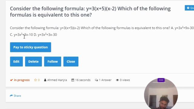 Consider the following formula: y=3(x+5)(x-2) Which of the following formulas is equivalent to смотреть онлайн
