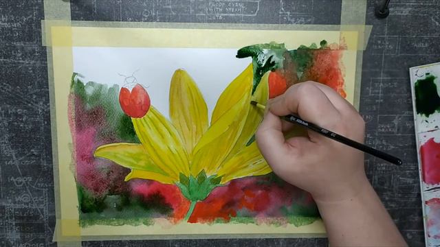 Квіти акварельними фарбами/How to paint flowers with watercolors смотреть онлайн