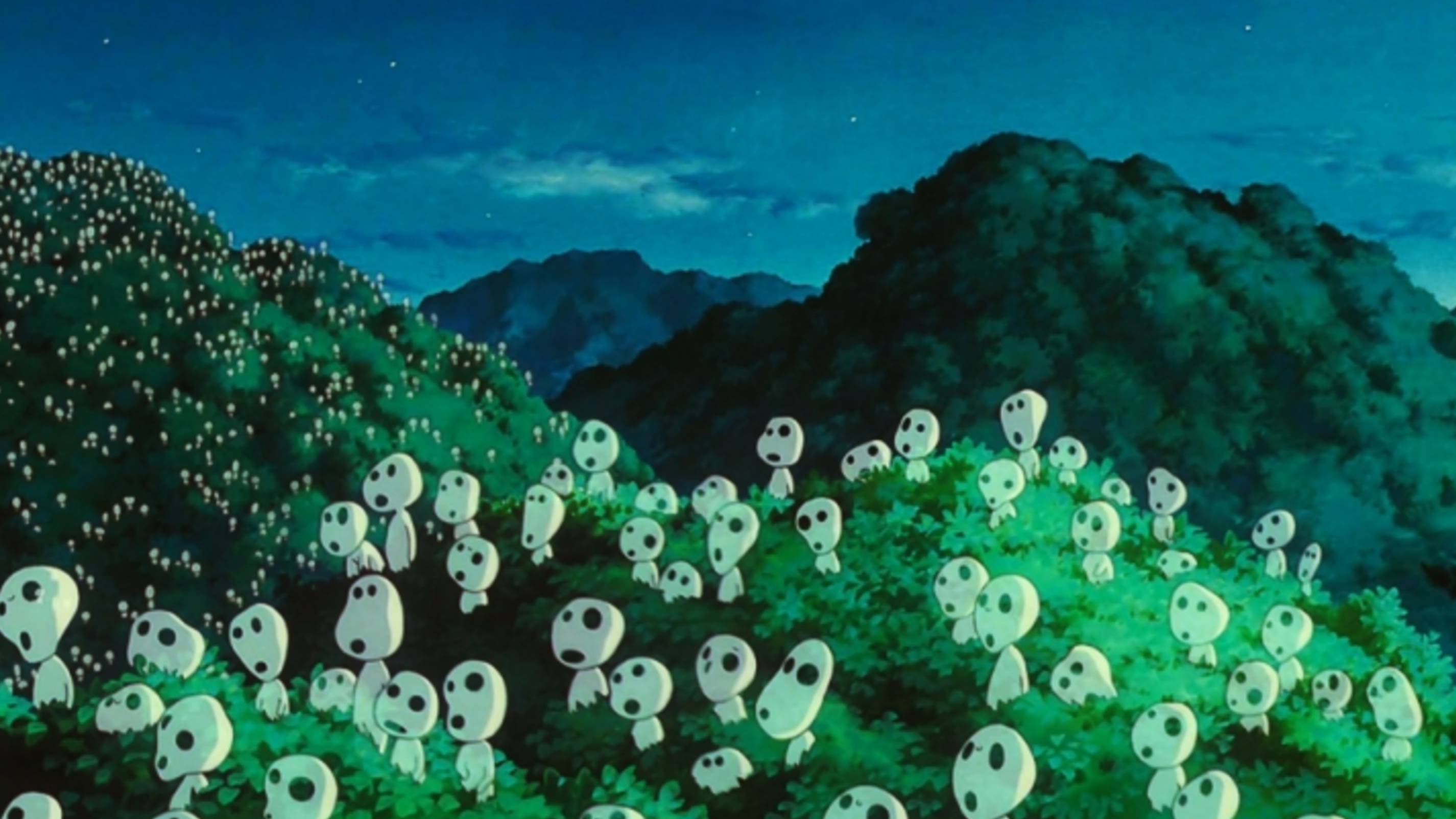 Принцесса Мононоке. Звуки природы и рояли для релаксации. 4 часа. Чёрный экран.