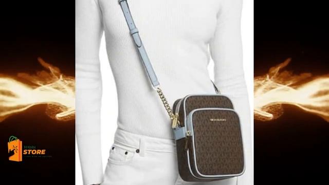 Michael Kors Jet Set Travel Signature PVC Medium Logo Chain Crossbody Flight Bag смотреть онлайн