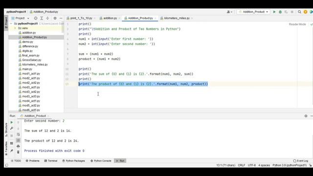 Addition and Product of Two Numbers in Python смотреть онлайн