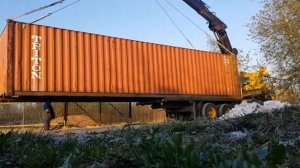 Погрузка и перевозка 12 метрового,40 футового контейнера манипулятором