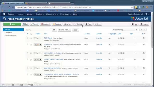 Joomla 3 Tutorials: Articles Manager Toolbar #1 смотреть онлайн