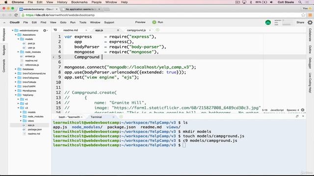 YelpCamp Refactoring App js смотреть онлайн