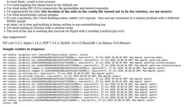 Wordpress: Login redirect_to loop with reauth=1, cookie expiry set to 1 year in past смотреть онлайн