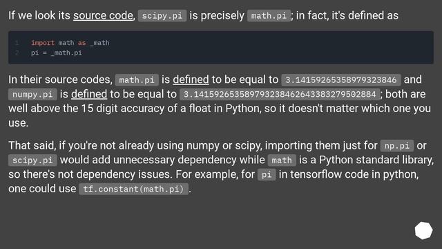 Should I use scipy.pi, numpy.pi, or math.pi? смотреть онлайн
