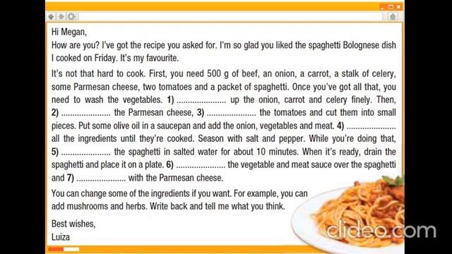 Excel 8 Module 8 An email describing how to make your favourite food p 97 смотреть онлайн