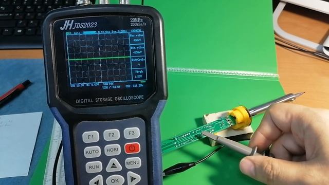 Замеры осциллографом паяльника с регулировкой температуры yizi 4245-16 60Вт GJ-907 смотреть онлайн
