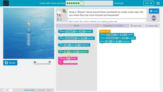 Code with Anna and Elsa Level 7 Code.org Hour of Code Tutorial Answers смотреть онлайн
