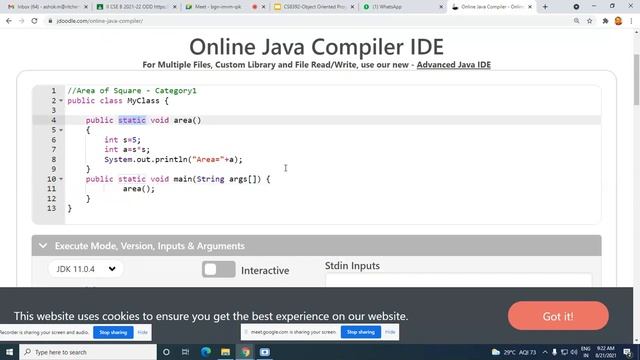 21082021 OOP U1 Methods-1,2,static keyword смотреть онлайн