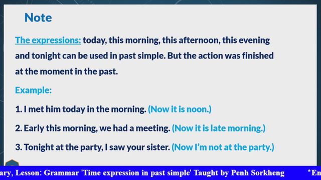 EP1-English-Elementary, Lesson GRAMMAR Time expression in past simple Taught by Ms. Penh Sorkheng смотреть онлайн