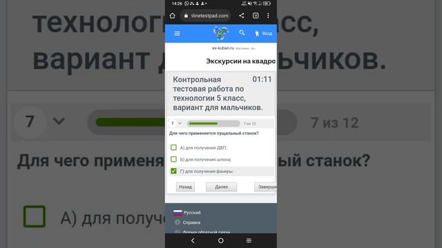 Итоговый тест по технологии 5 класс (мальчики) смотреть онлайн