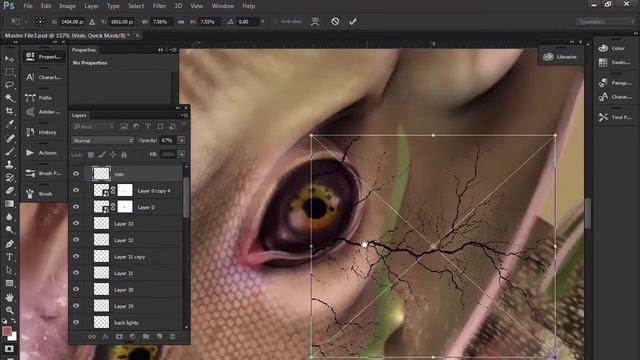 Creature Design in Adobe Photoshop 15 Adding Details to the Face смотреть онлайн
