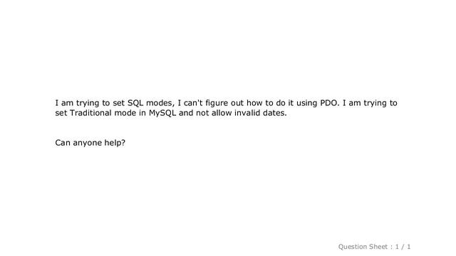 MySQL : How can I set the SQL mode while using PDO? смотреть онлайн