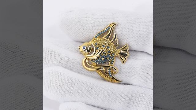 Серебряная брошь SOKOLOV с фианитом и бирюзой 93040022 смотреть онлайн