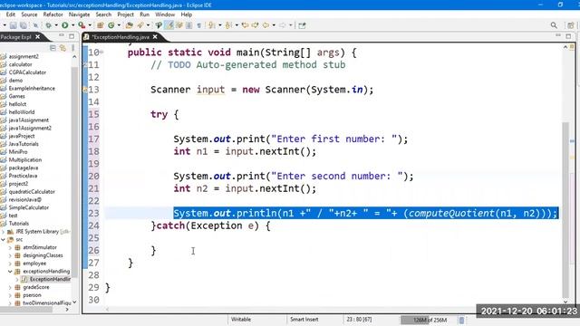 exceptions handling, with try catch statements смотреть онлайн