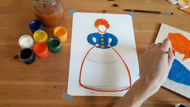 Дымковская роспись "БАРЫНЯ-СУДАРЫНЯ". смотреть онлайн