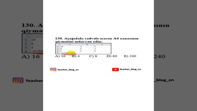 İnformatika-Excel 2010 test izahı смотреть онлайн